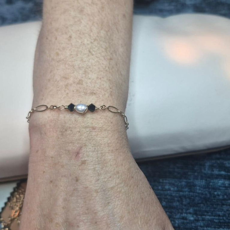 Midnight Pearl Link Bracelet